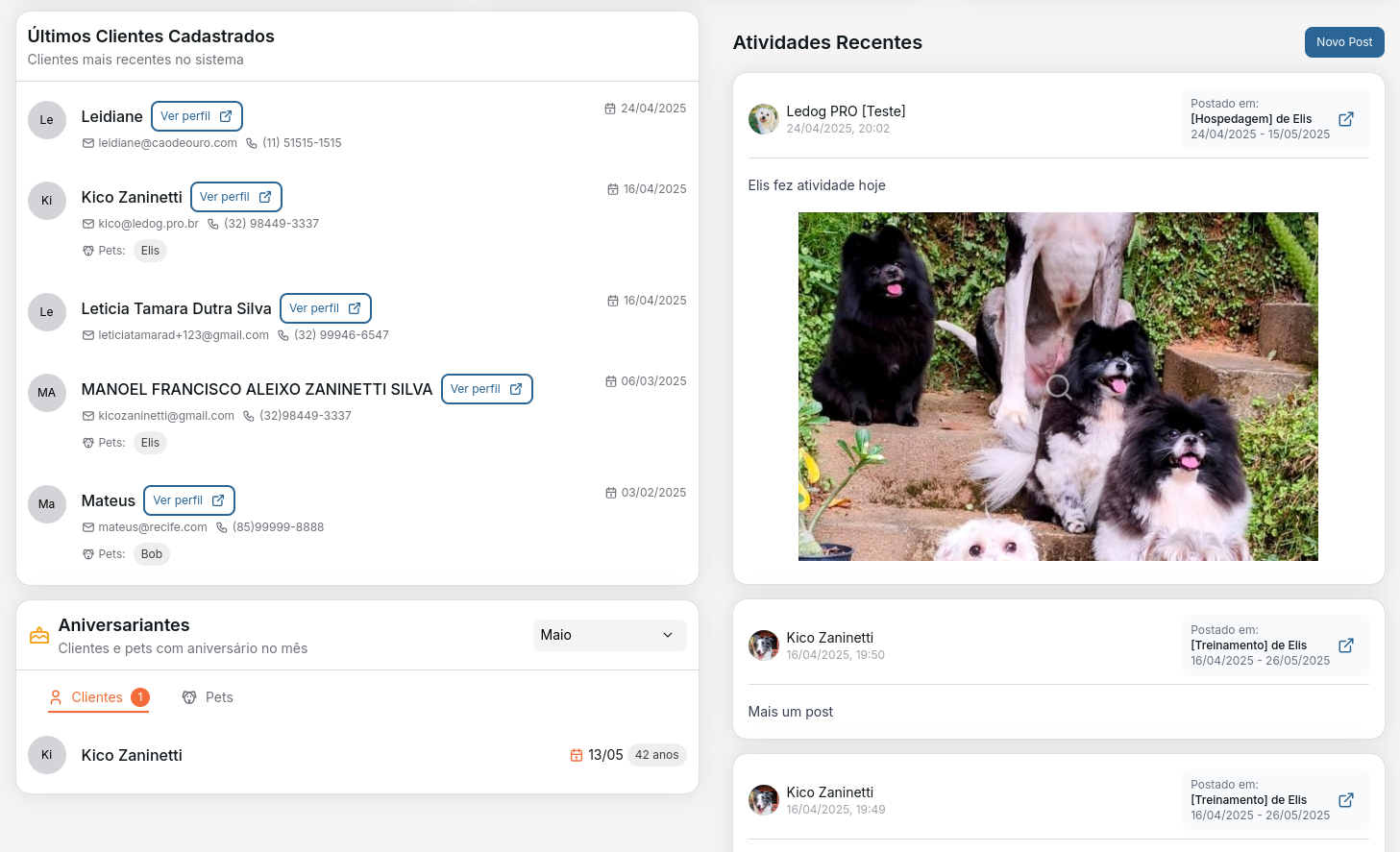 Dashboard - Seção Inferior