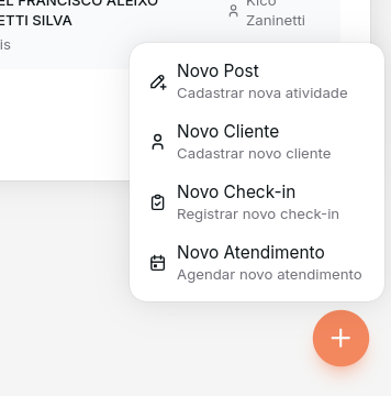 Botão de Ações Rápidas - Aberto
